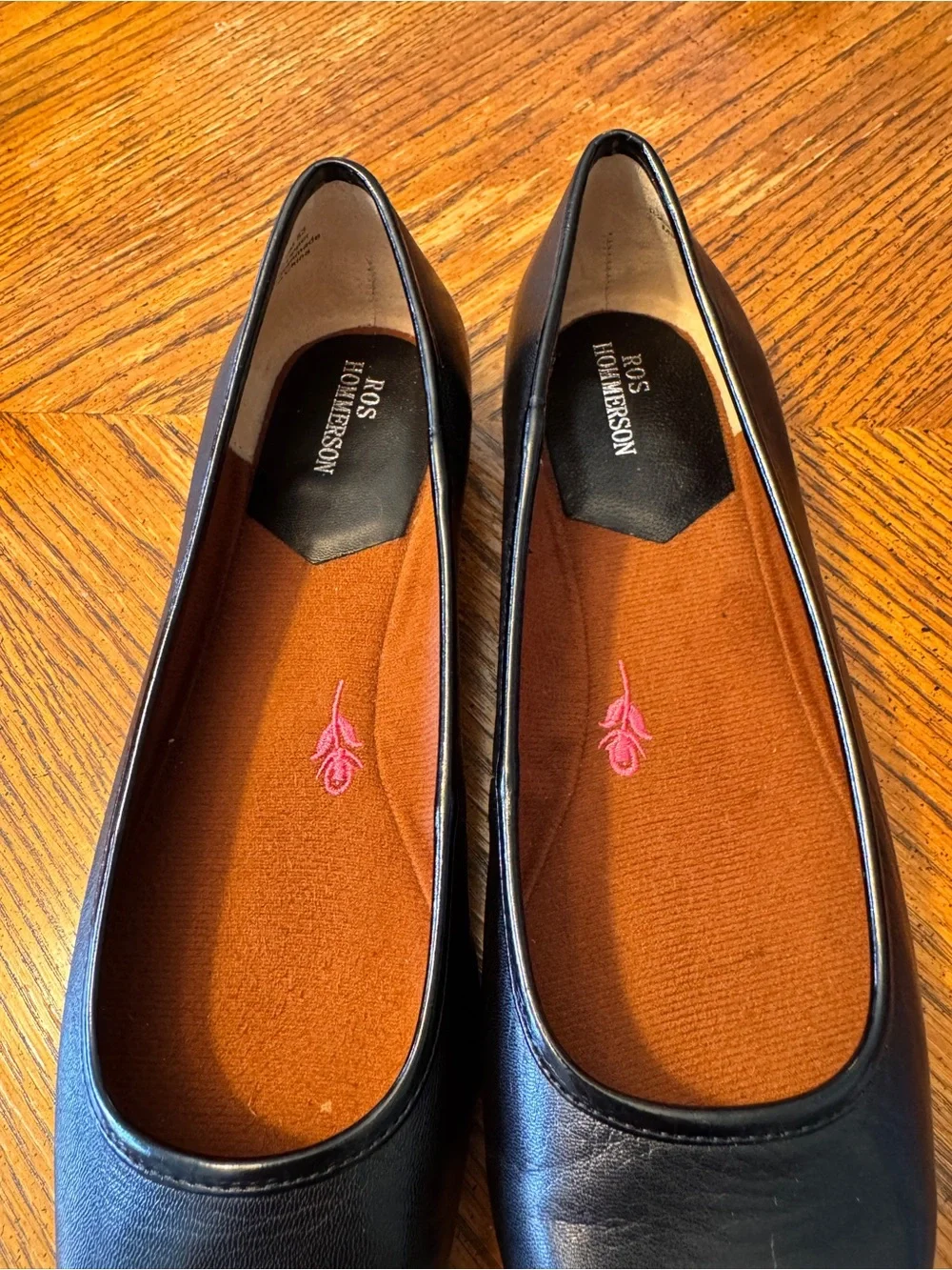 Ros Hommerson Black Leather Slip-On Ballet Flats